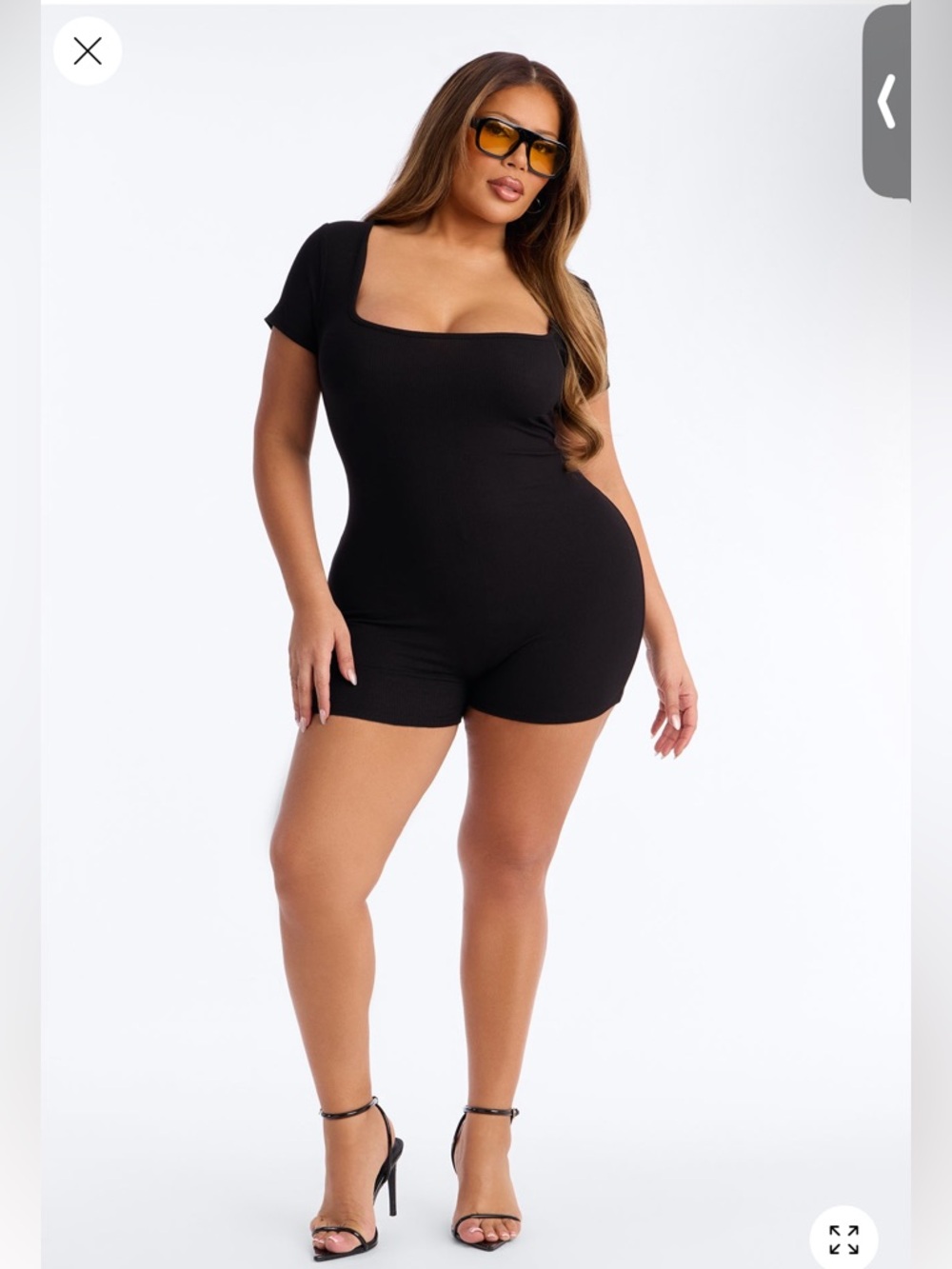 Fashion Nova Black Short Sleeve Square Neck Romper